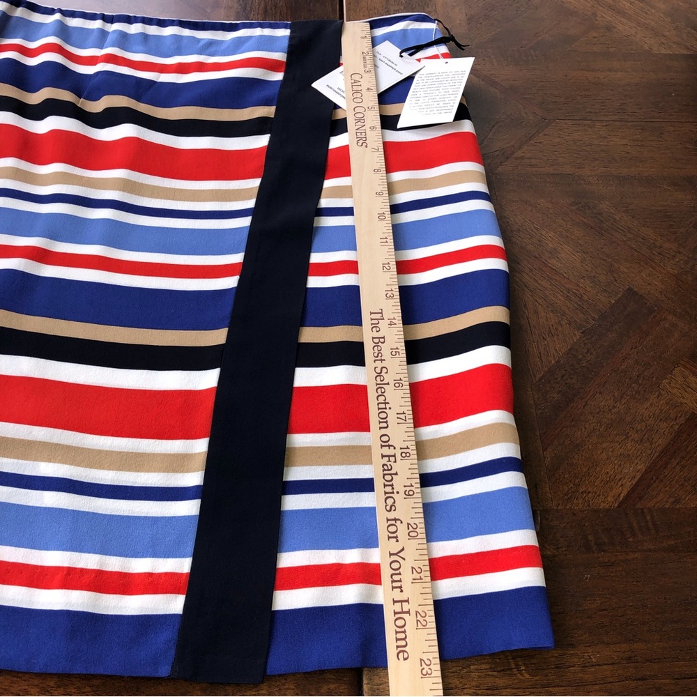 Worth New York Silk Striped Faux Wrap Skirt New Size 10. Runs large more like 12